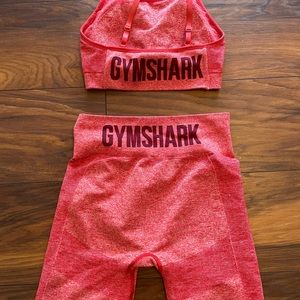 Heather red gymshark shorts and bra set